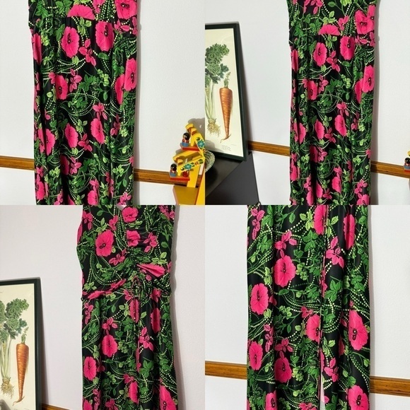 Maeve by Anthropologie black floral ruched midi dress size 6 - Picture 7 of 16